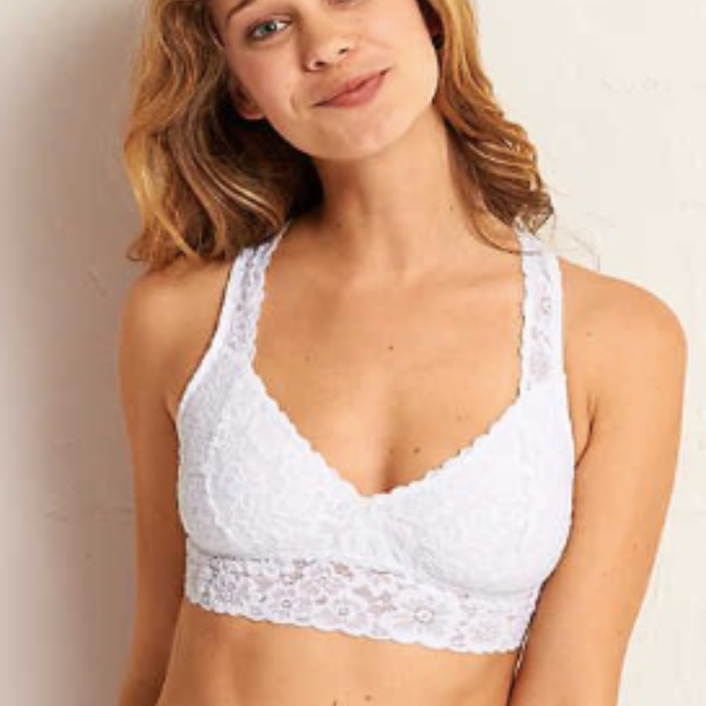White Cross Back Lace aerie Bralette